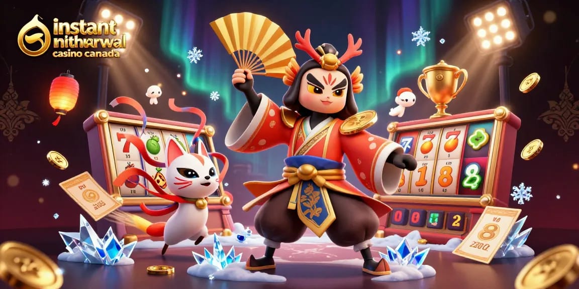 Experience instant withdrawal casino Canada with a vibrant 3D illustration showcasing dynamic gaming elements.