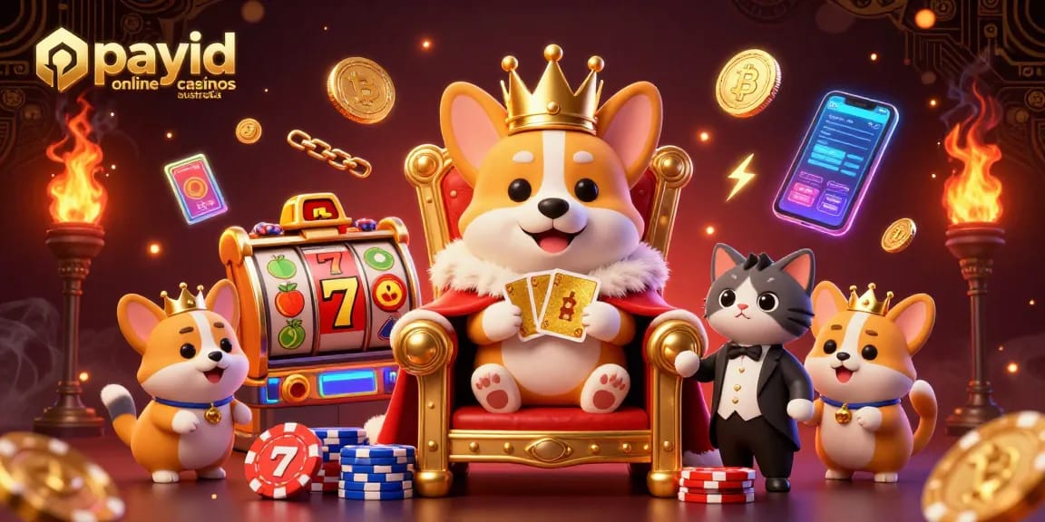 Experience seamless gaming at payid online casinos australia with thrilling slot games under a royal corgi.