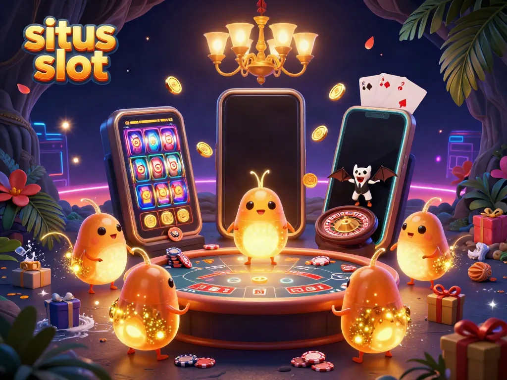 Experience vibrant gaming at this situs slot casino with animated glowworms and exciting slot game elements.